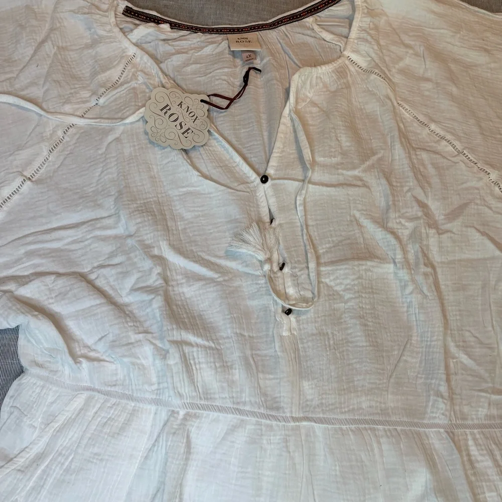 NWT 4X Knox Rose Women's Short Sleeve Gauze Romper White - Picture 2 of 8